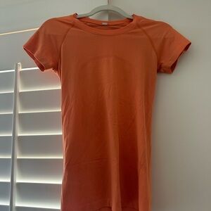 lululemon athletica Coral-Orange Short Sleeve Performance Tee
